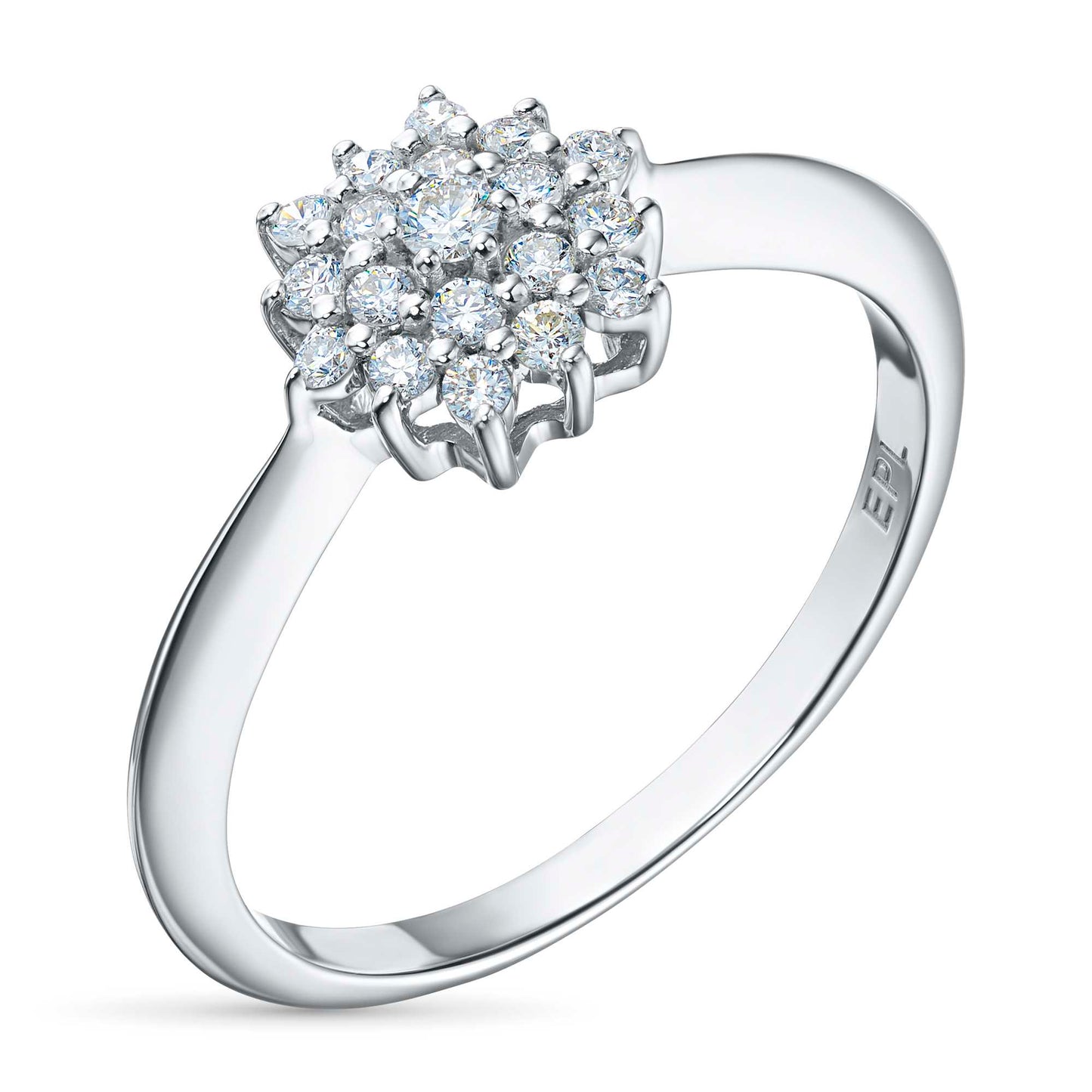 Sterling Silver Ring with 19 Round-Cut Lab-Created Diamonds 0.264 CT.TW