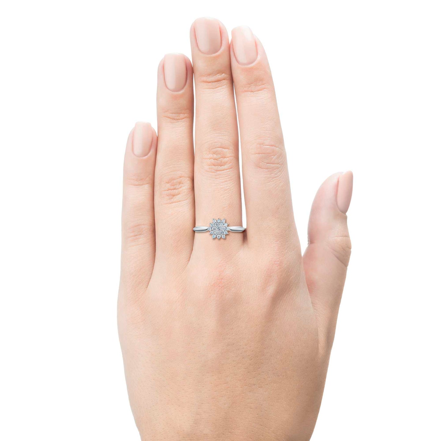 Sterling Silver Ring with 19 Round-Cut Lab-Created Diamonds 0.264 CT.TW