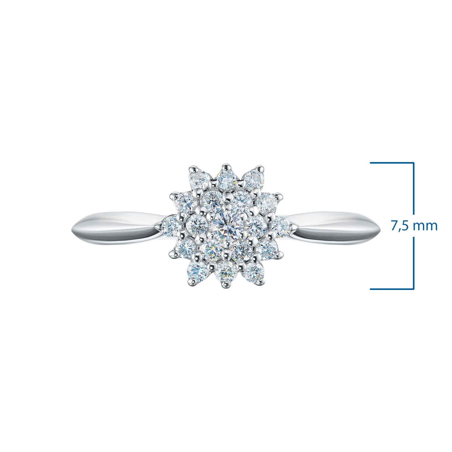 Sterling Silver Ring with 19 Round-Cut Lab-Created Diamonds 0.264 CT.TW