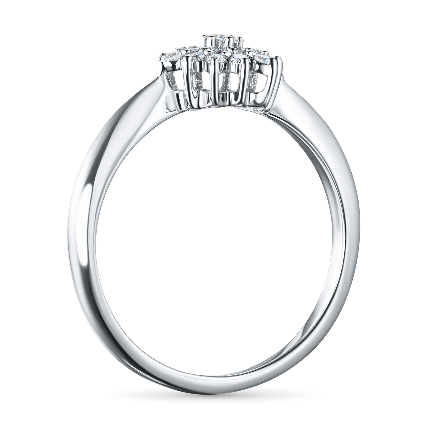 Sterling Silver Ring with 19 Round-Cut Lab-Created Diamonds 0.264 CT.TW