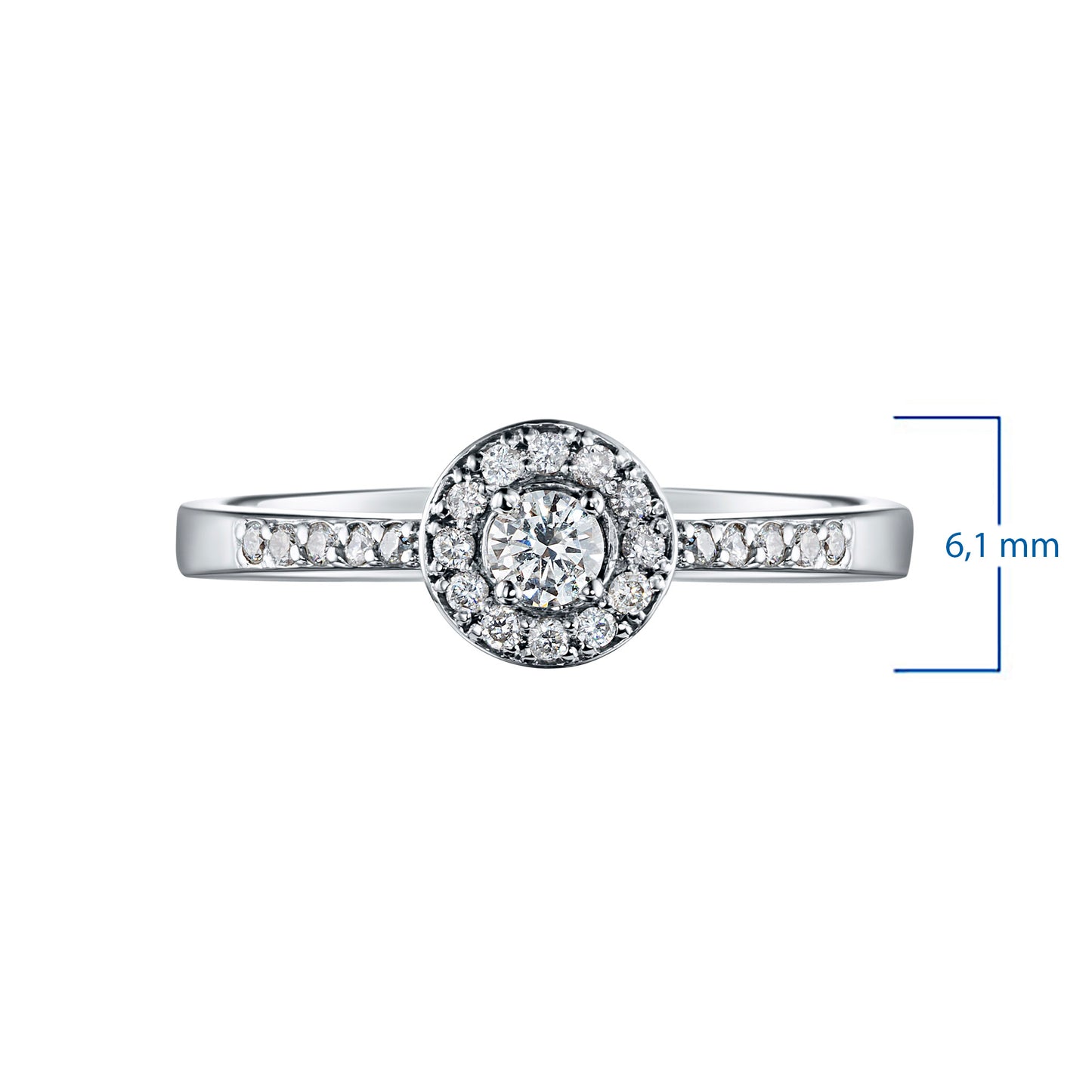 Sterling Silver Ring with 23 Round-Cut Lab-Created Diamonds 0.136 CT.TW