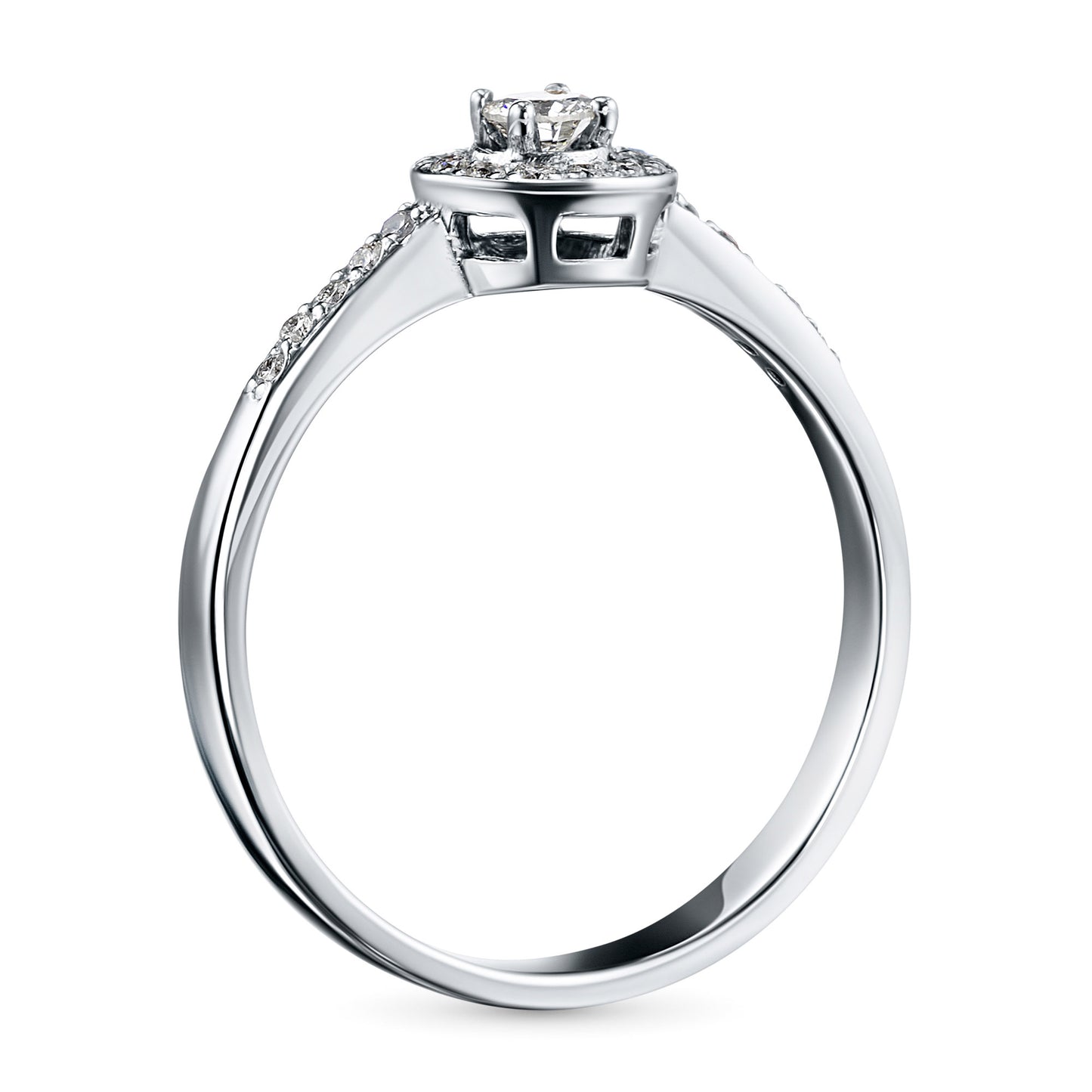 Sterling Silver Ring with 23 Round-Cut Lab-Created Diamonds 0.136 CT.TW